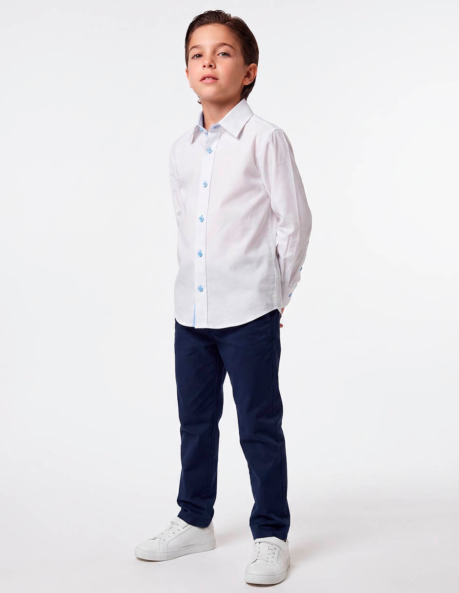Camisa formal de algodón manga larga para niño Camisa formal de algodón manga larga para niño
