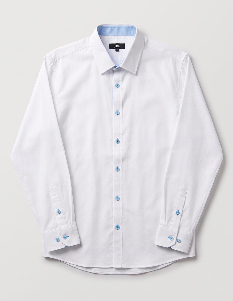 Camisa formal de algodón manga larga para niño Camisa formal de algodón manga larga para niño