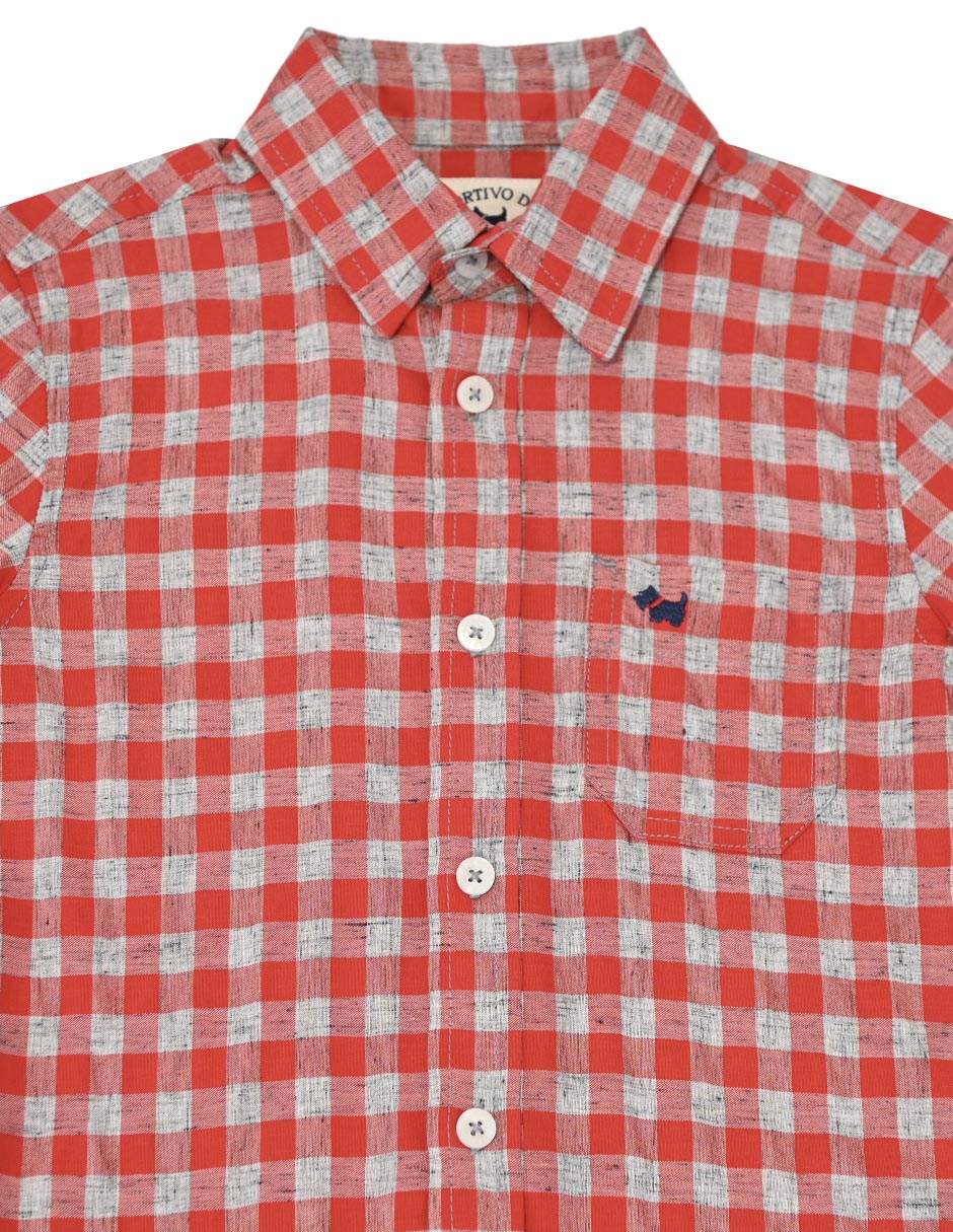 Camisa casual de algodón manga larga para niño 4