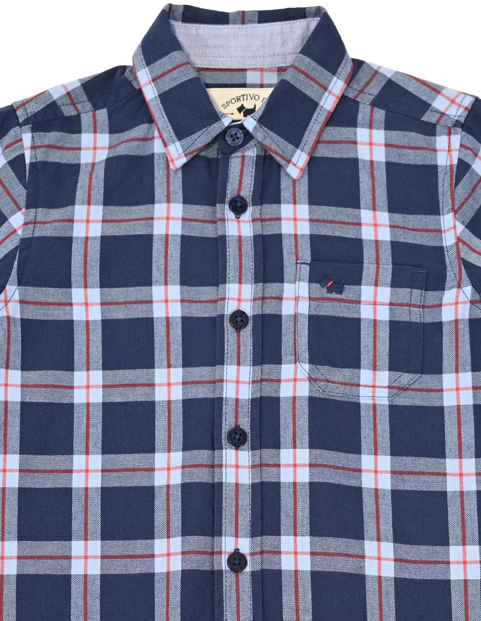 Camisa casual de algodón manga larga para niño 4