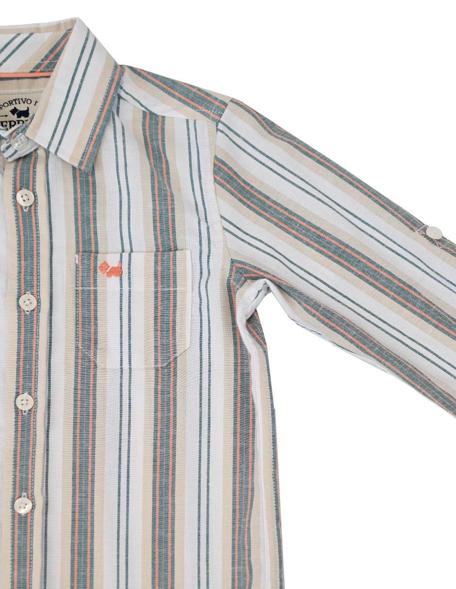 Camisa casual kirei de algodón manga larga para niño 3