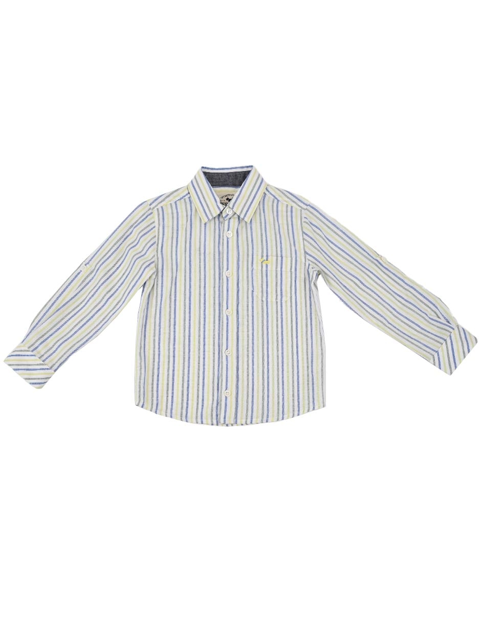 Camisa casual madia de algodón manga larga para niño Camisa casual madia de algodón manga larga para niño