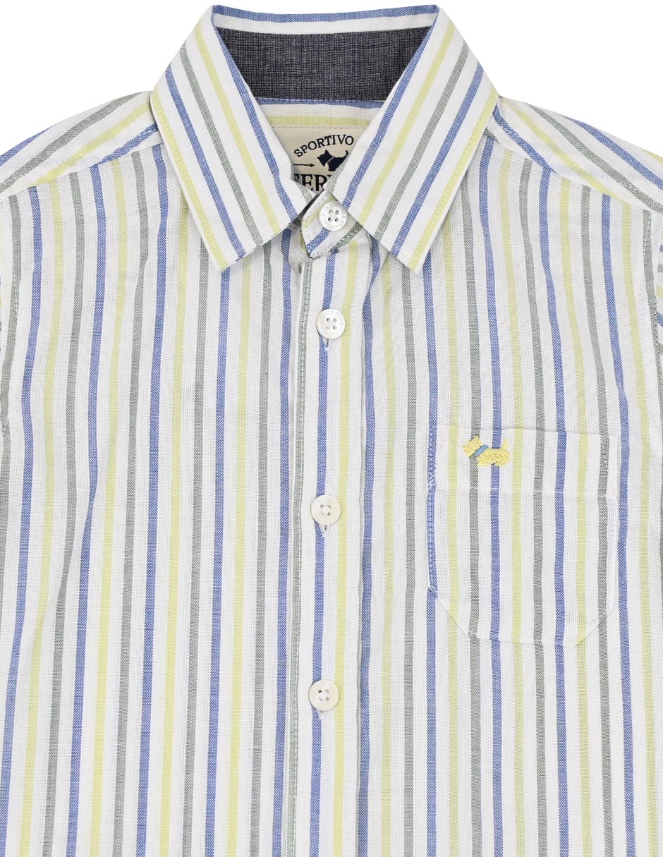 Camisa casual madia de algodón manga larga para niño 2