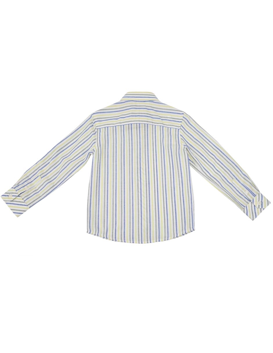 Camisa casual madia de algodón manga larga para niño 3