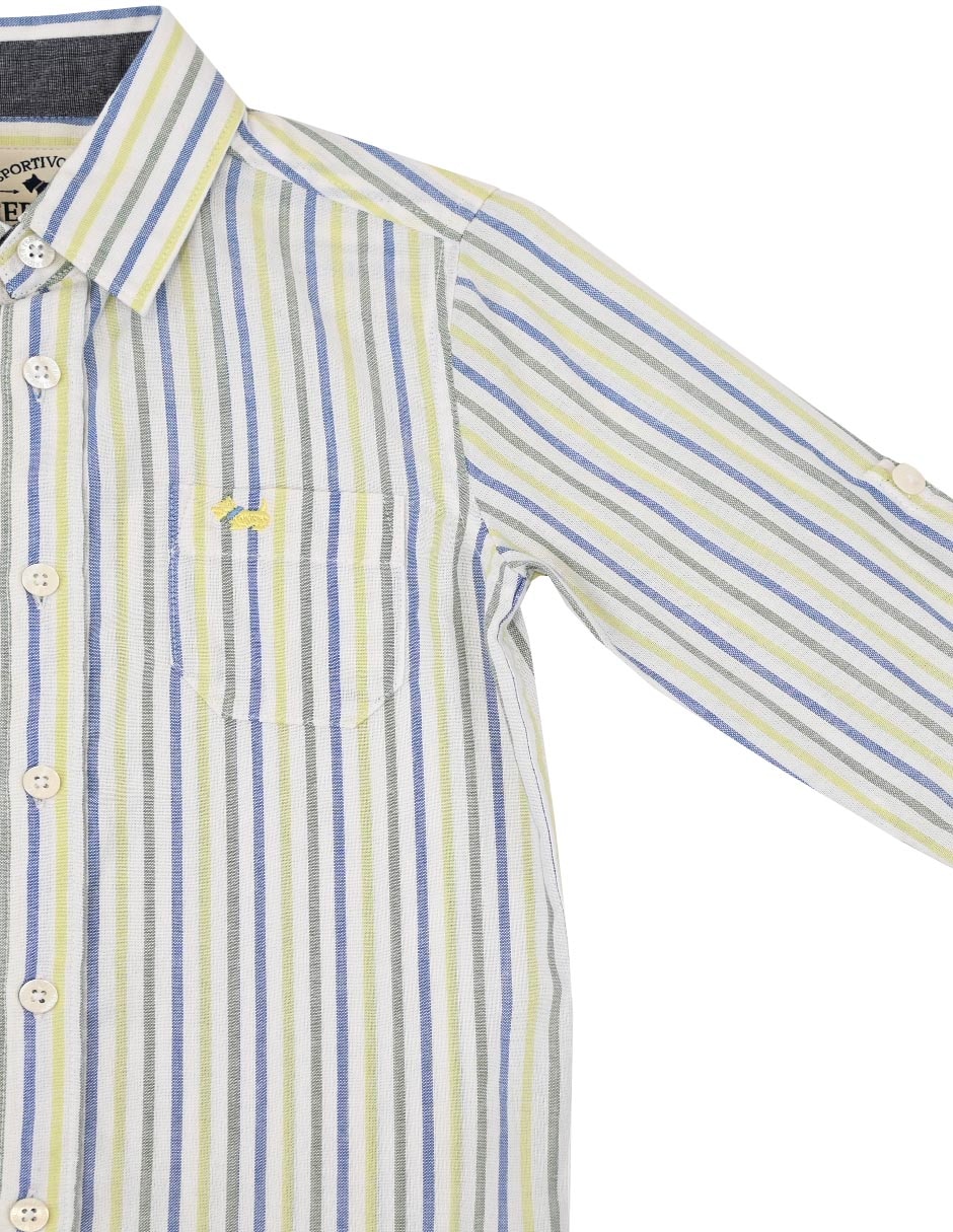Camisa casual madia de algodón manga larga para niño 4