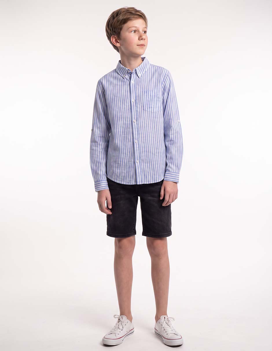 Camisa casual piquenique de algodón manga larga para niño Camisa casual piquenique de algodón manga larga para niño