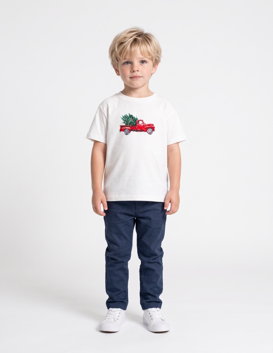 Playera navideña manga corta para niño