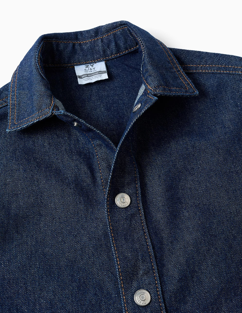 Camisa casual de algodón manga larga para niño 4