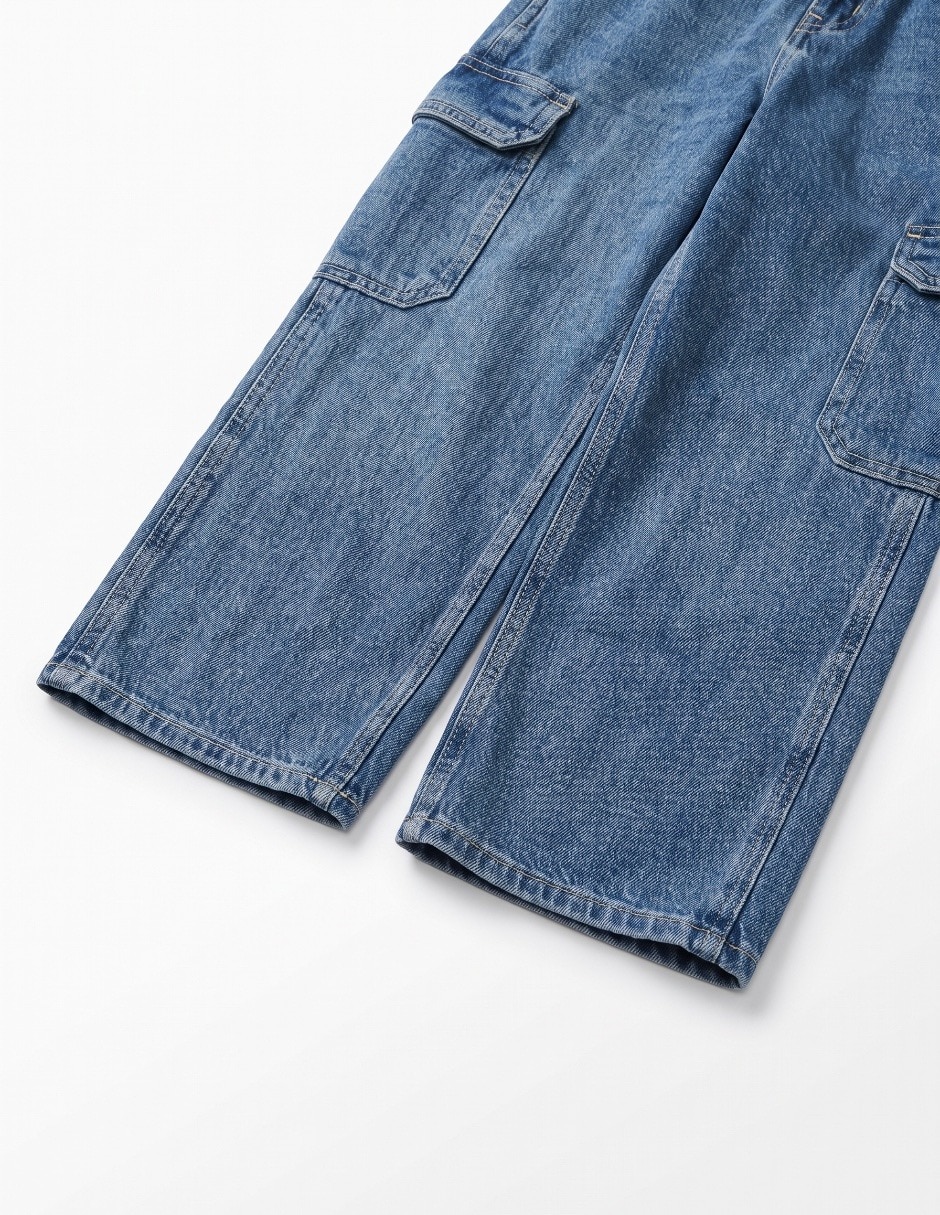 Jeans cargo lavado medio para niño 6