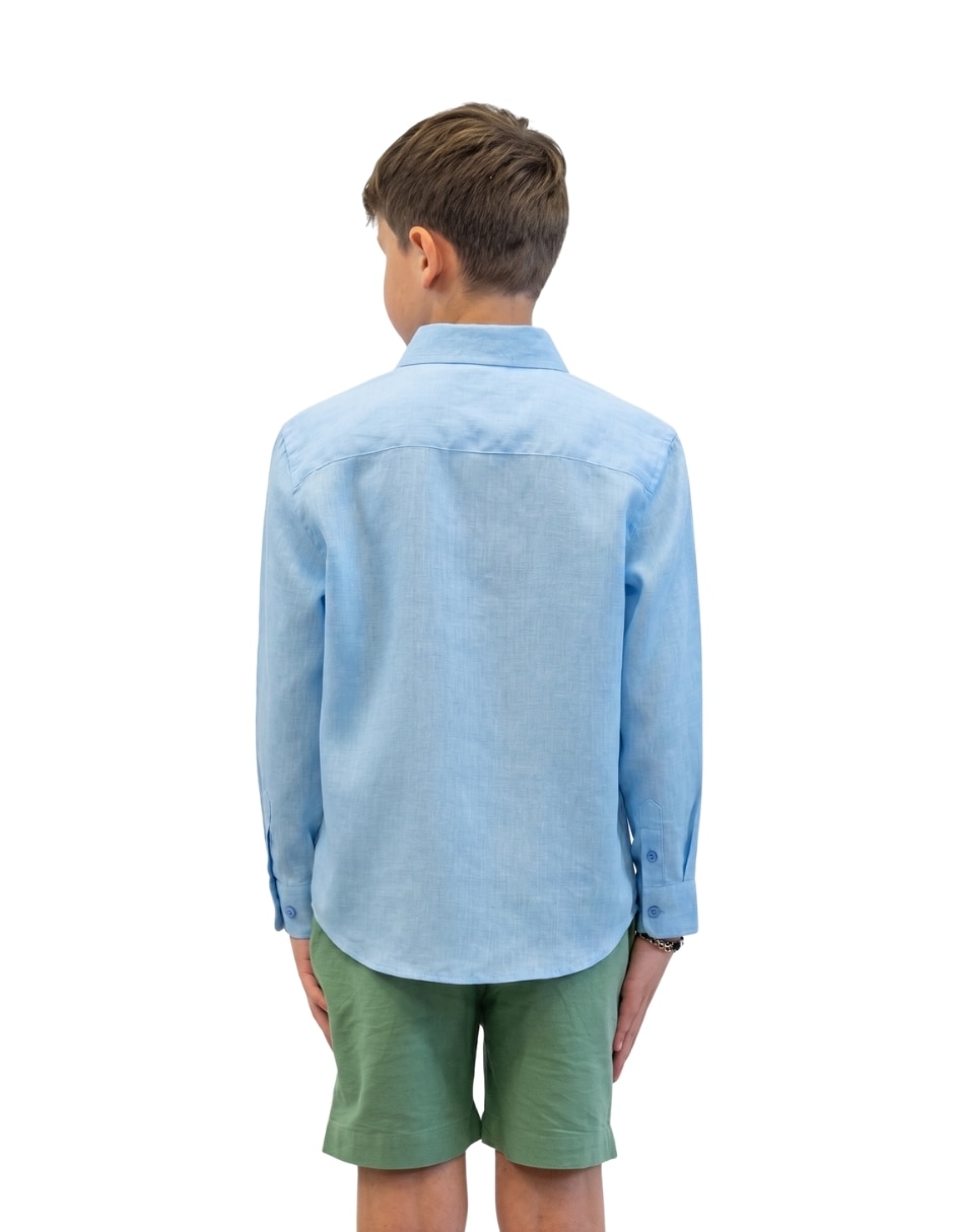 Camisa playa de lino manga larga para infantil niño 3