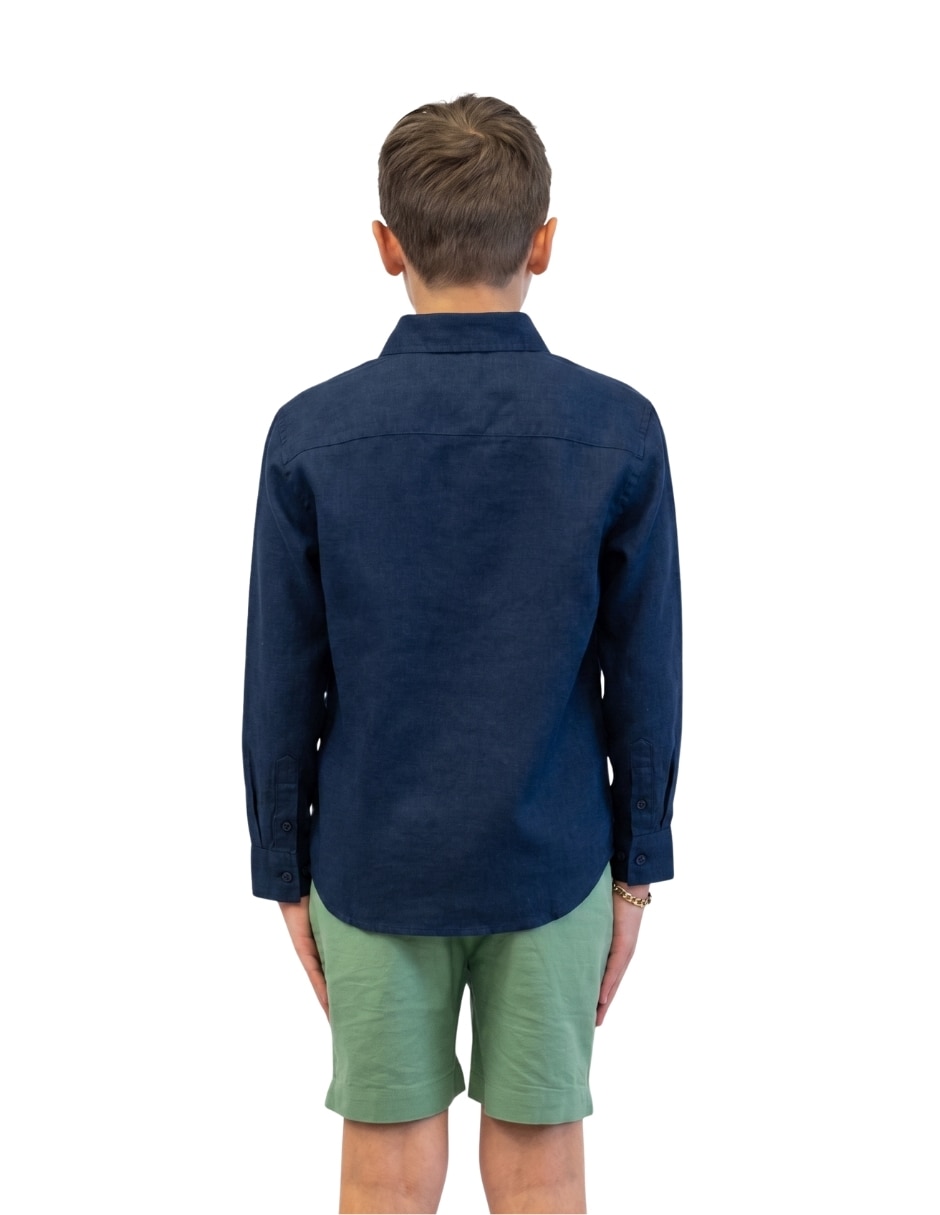 Camisa playa de lino manga larga para infantil niño 2
