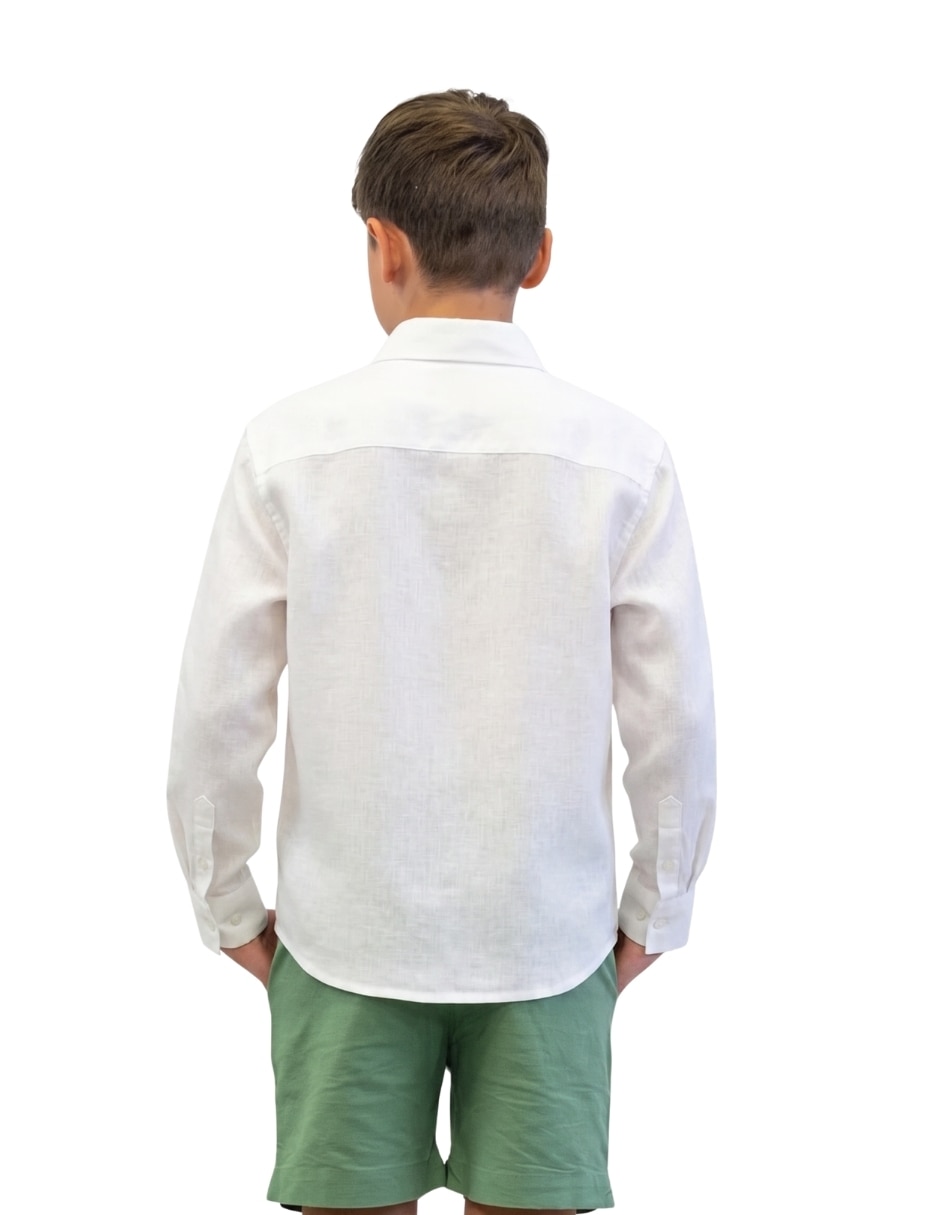 Camisa playa de lino manga larga para infantil niño 3