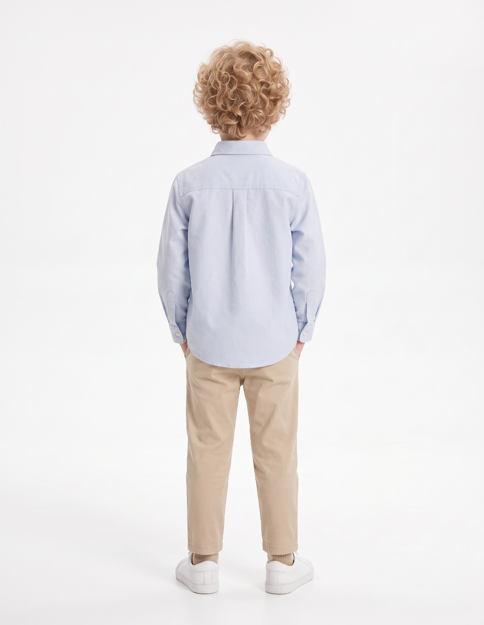 Camisa casual de algodón manga larga para niño 4