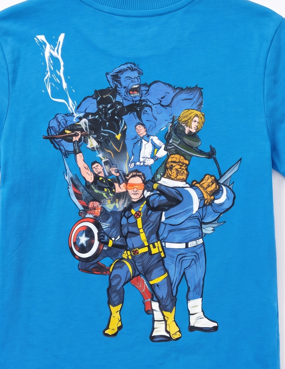 Playera Avergers, X-men y Los 4 Fantásticos manga corta para niño 5