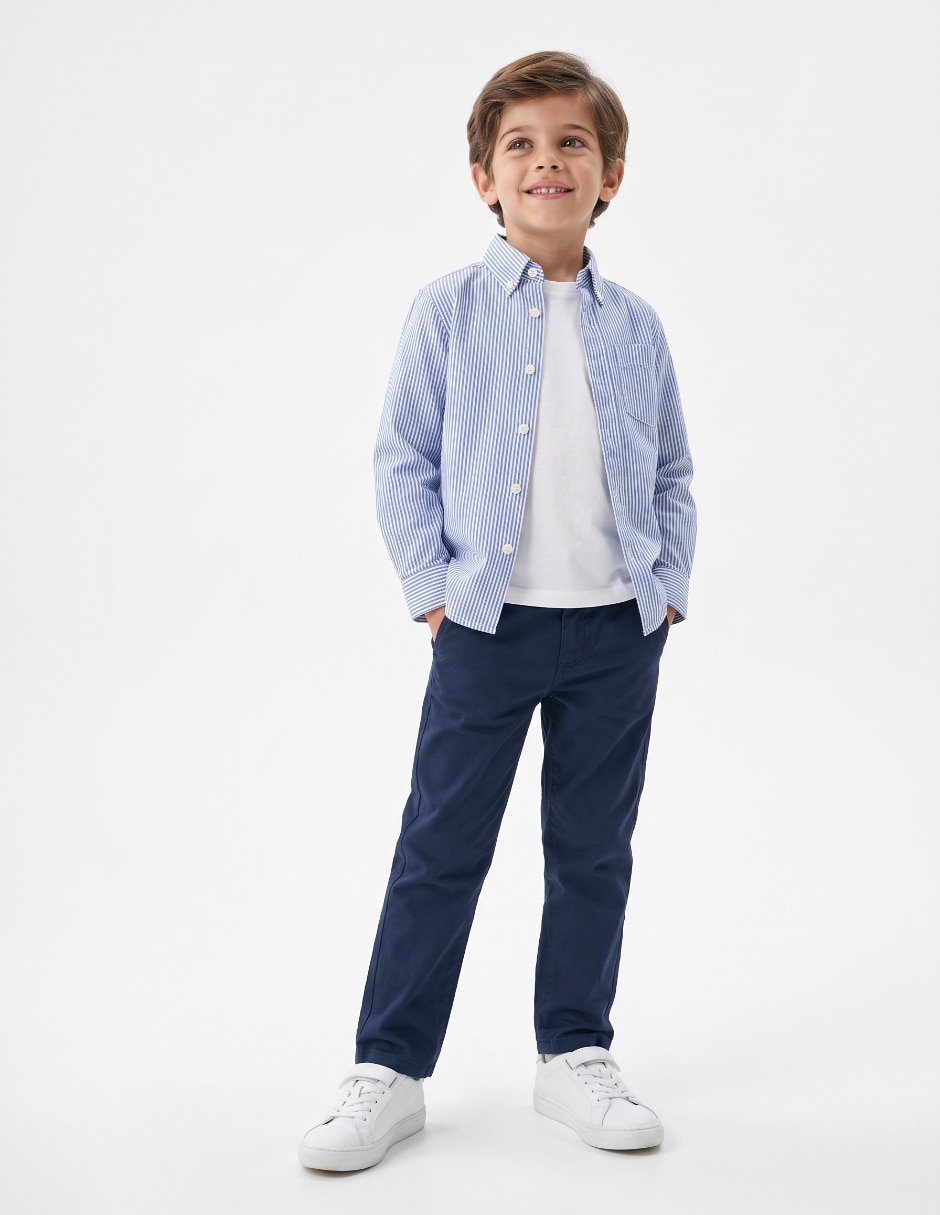 Camisa casual de algodón manga larga para niño