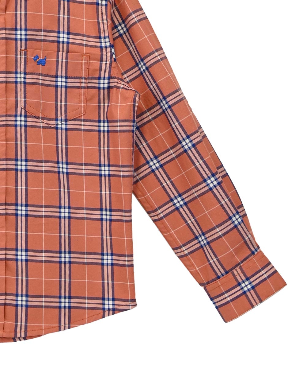 Camisa casual de algodón manga larga para niño 4