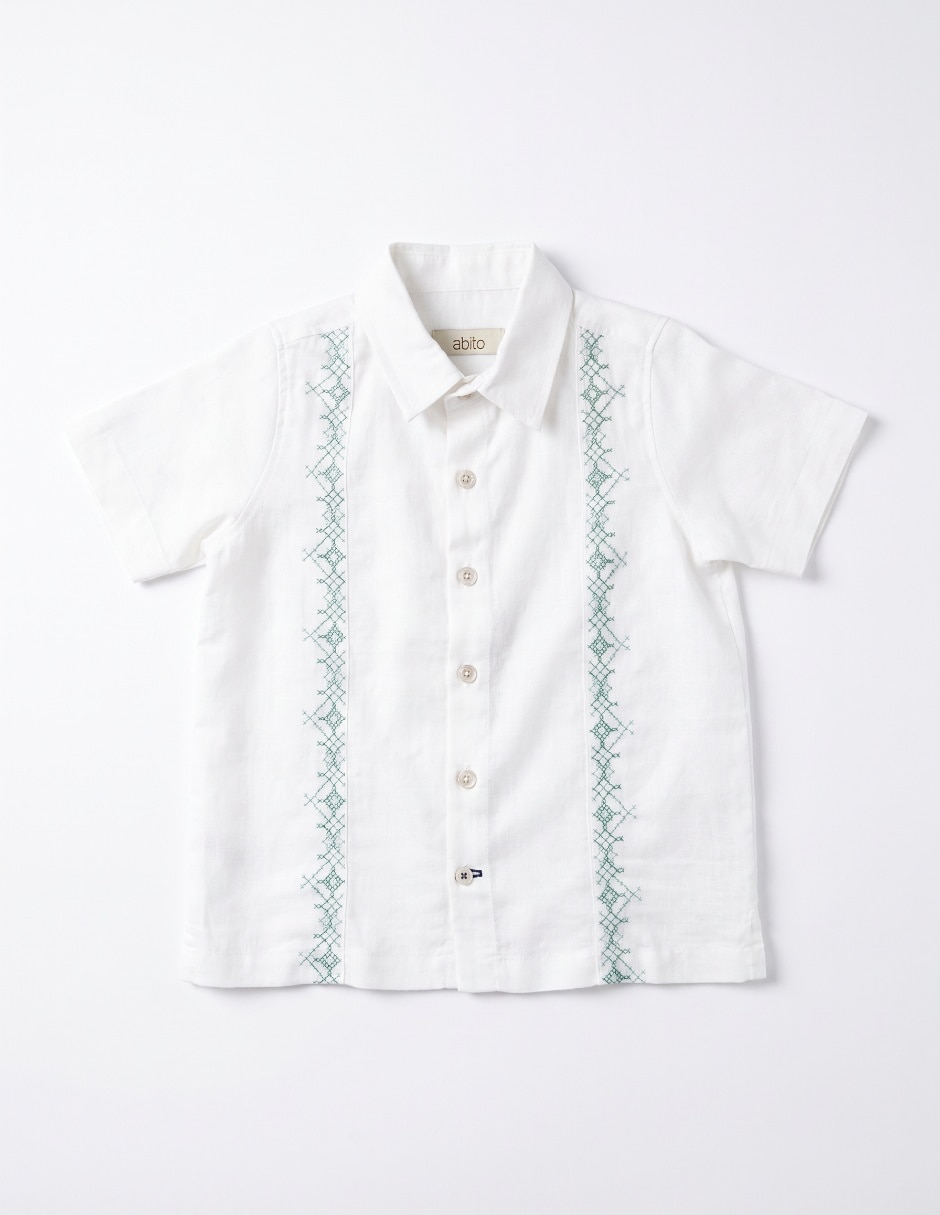 Camisa de vestir de algodón y lino manga corta para niño Camisa de vestir de algodón y lino manga corta para niño