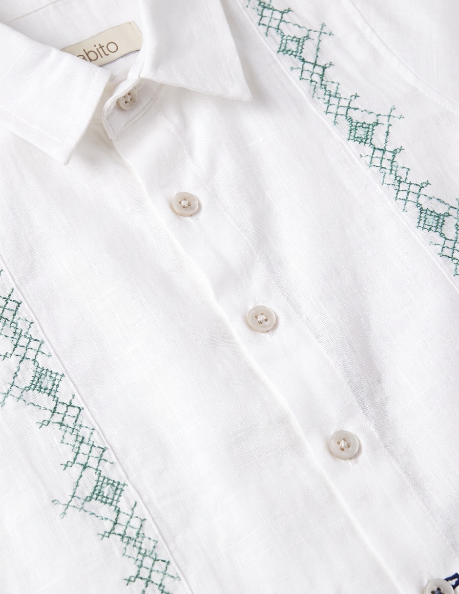 Camisa de vestir de algodón y lino manga corta para niño 5