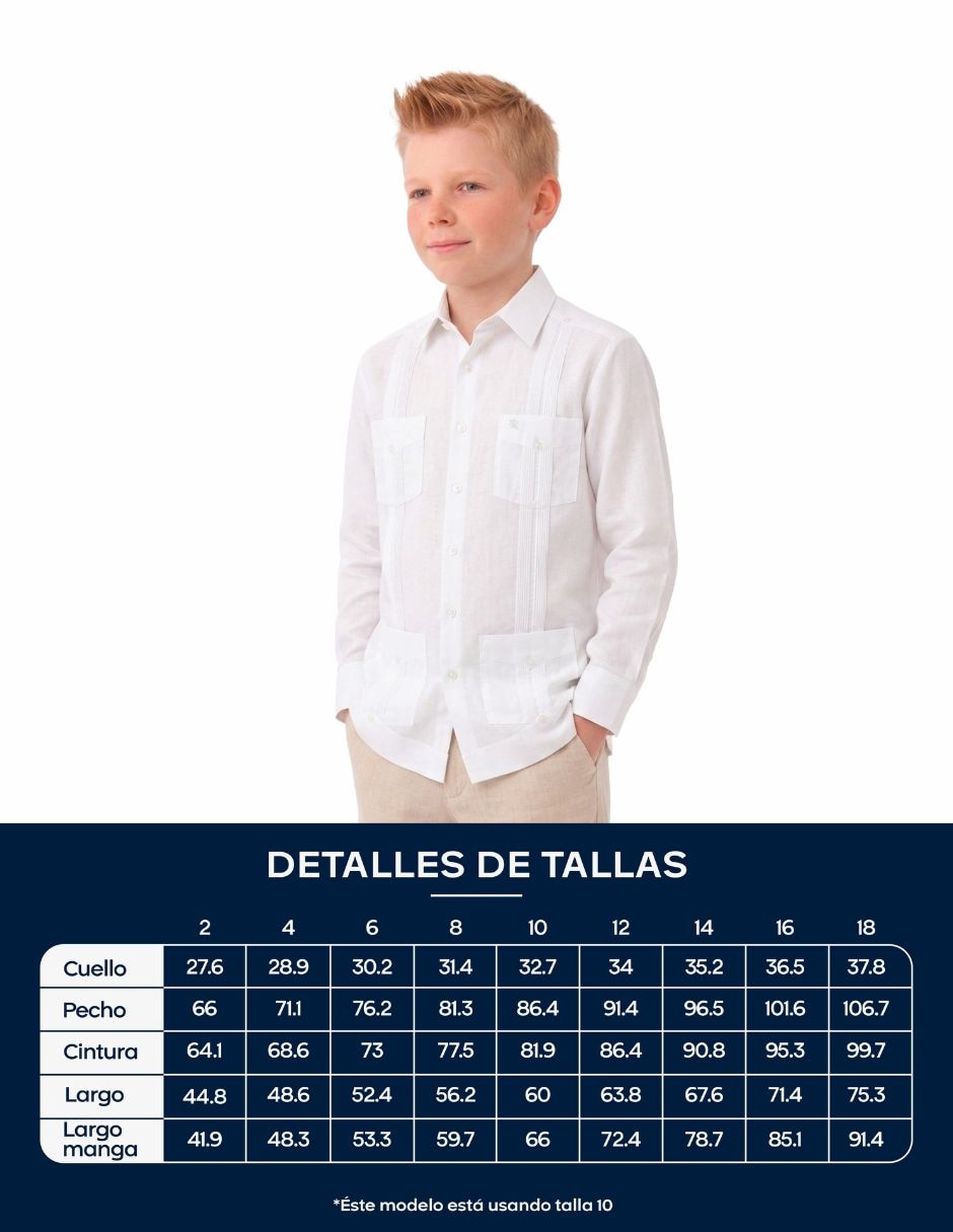 Guayabera manga larga para niño 4