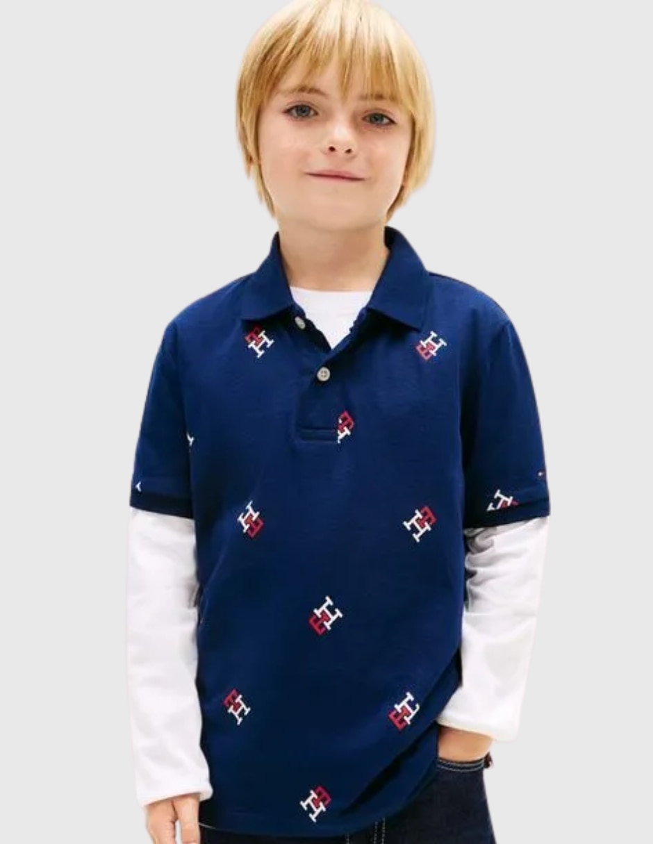 Playera tipo polo de algodón para niño