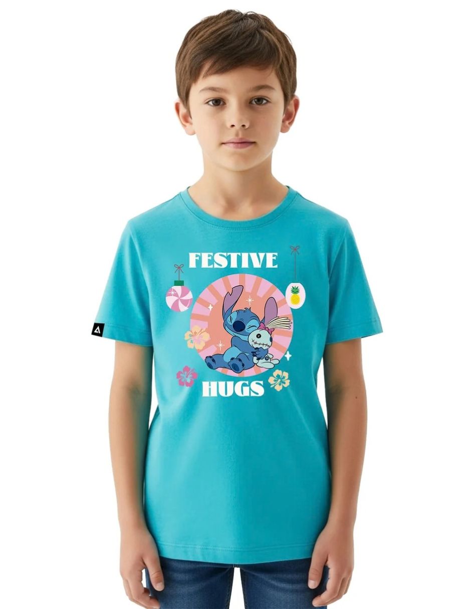 Playera stitch stitch disney original festive hugs manga corta unisex Playera stitch stitch disney original festive hugs manga corta unisex
