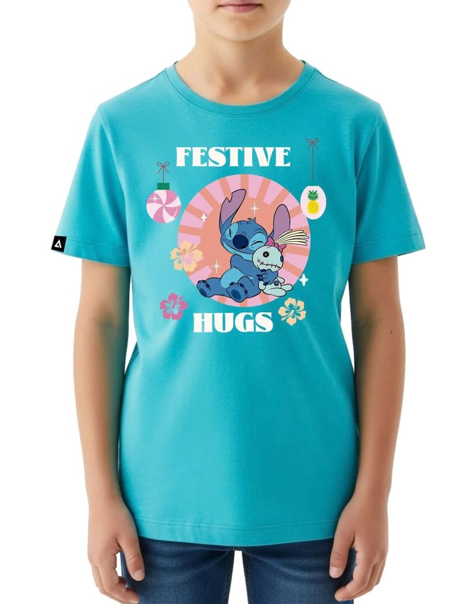 Playera stitch stitch disney original festive hugs manga corta unisex 2