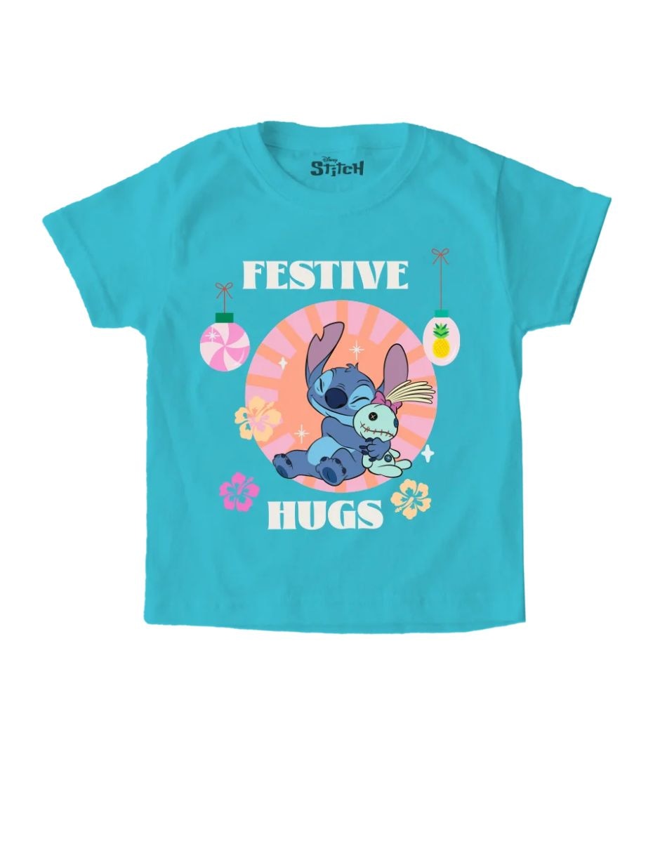 Playera stitch stitch disney original festive hugs manga corta unisex 4
