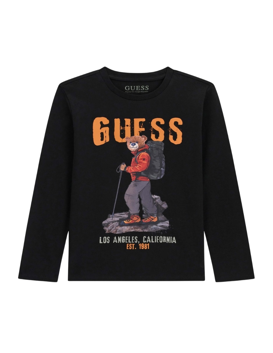 Playera oso manga larga para niño