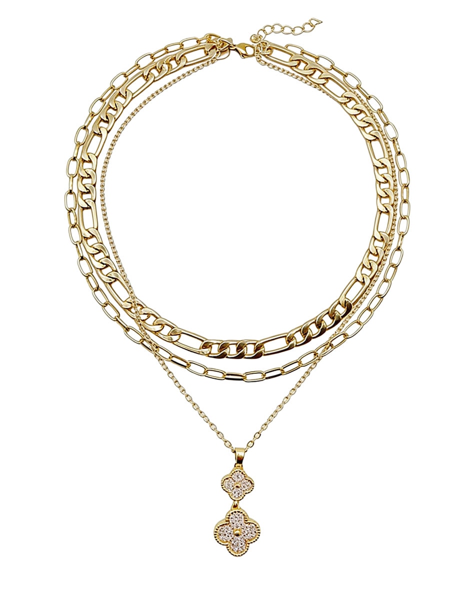 Collar con dije flor de oro laminado 10 k Collar con dije flor de oro laminado 10 k