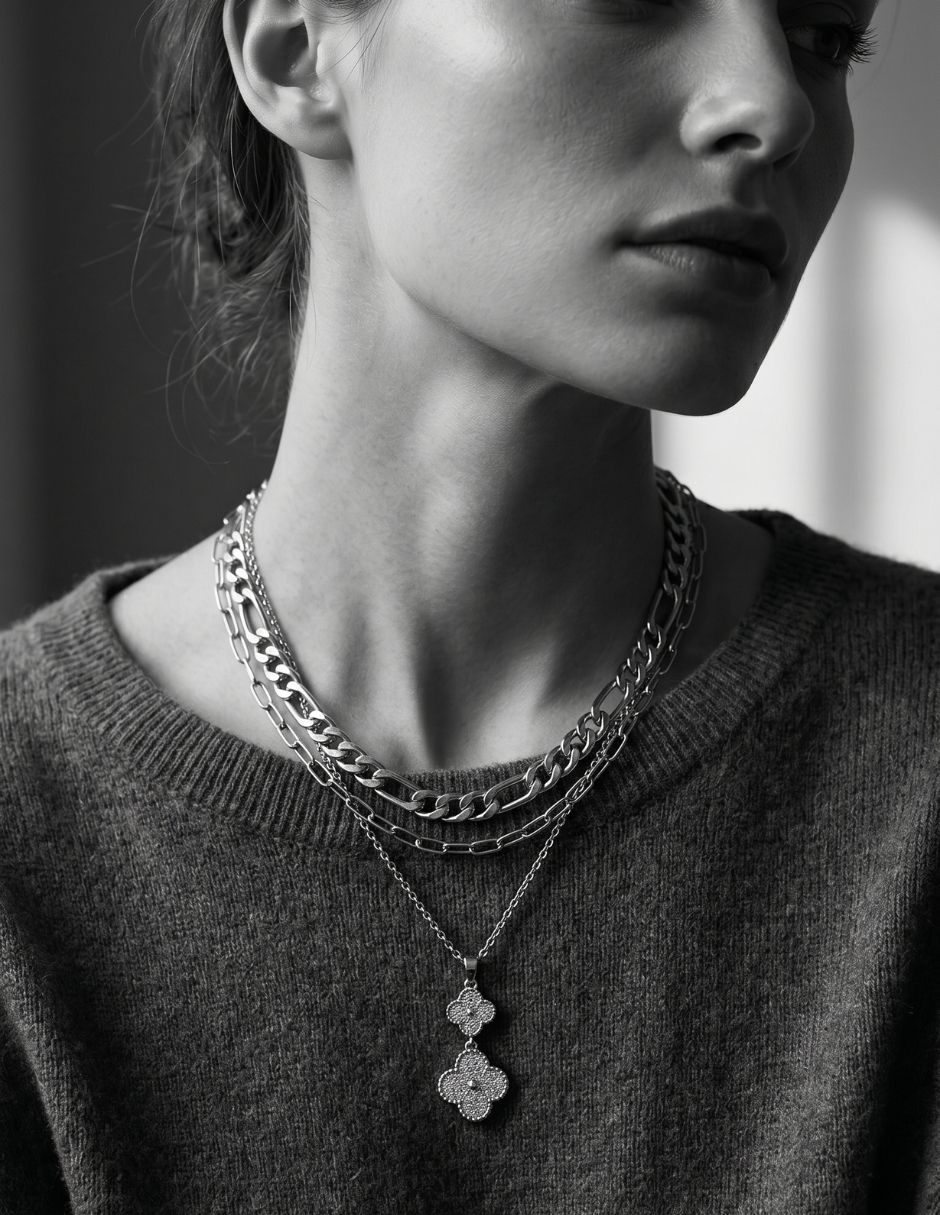 Collar con dije flor moon de oro laminado 10 k