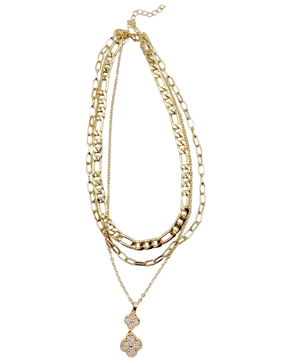 Collar con dije flor moon de oro laminado 10 k
