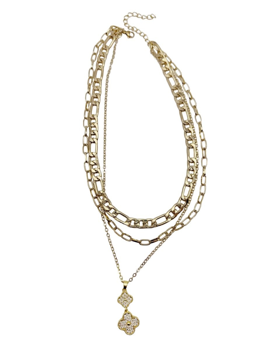 Collar con dije flor moon de oro laminado 10 k