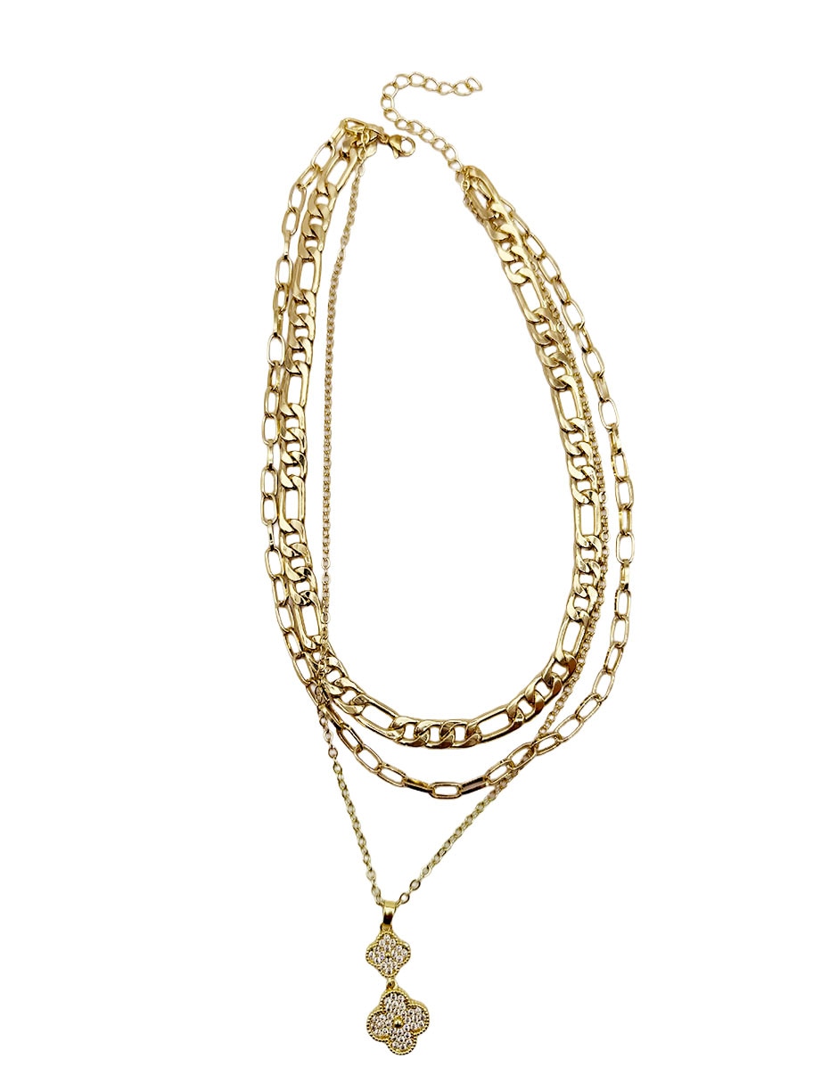 Collar con dije flor moon de oro laminado 10 k