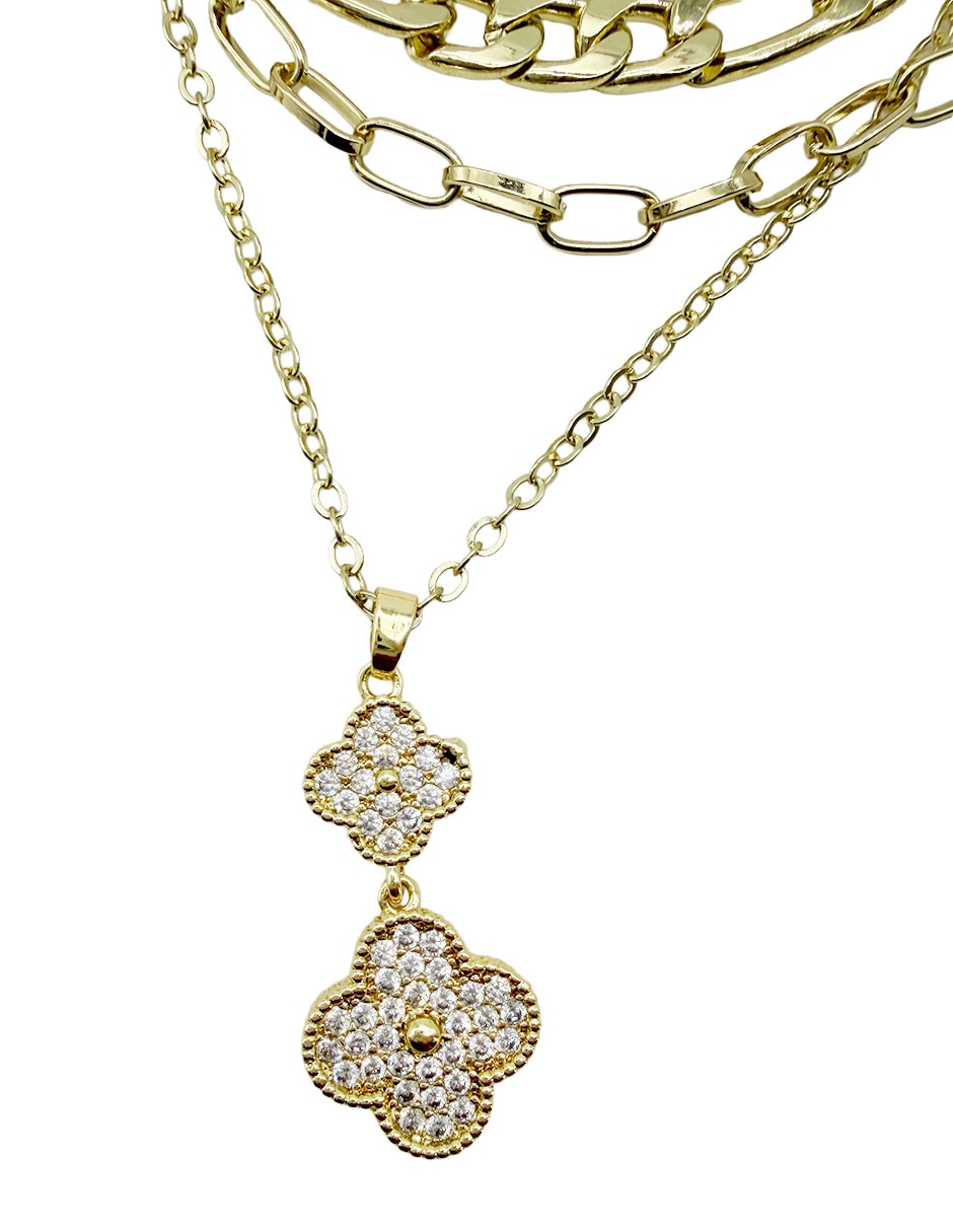Collar con dije flor moon de oro laminado 10 k
